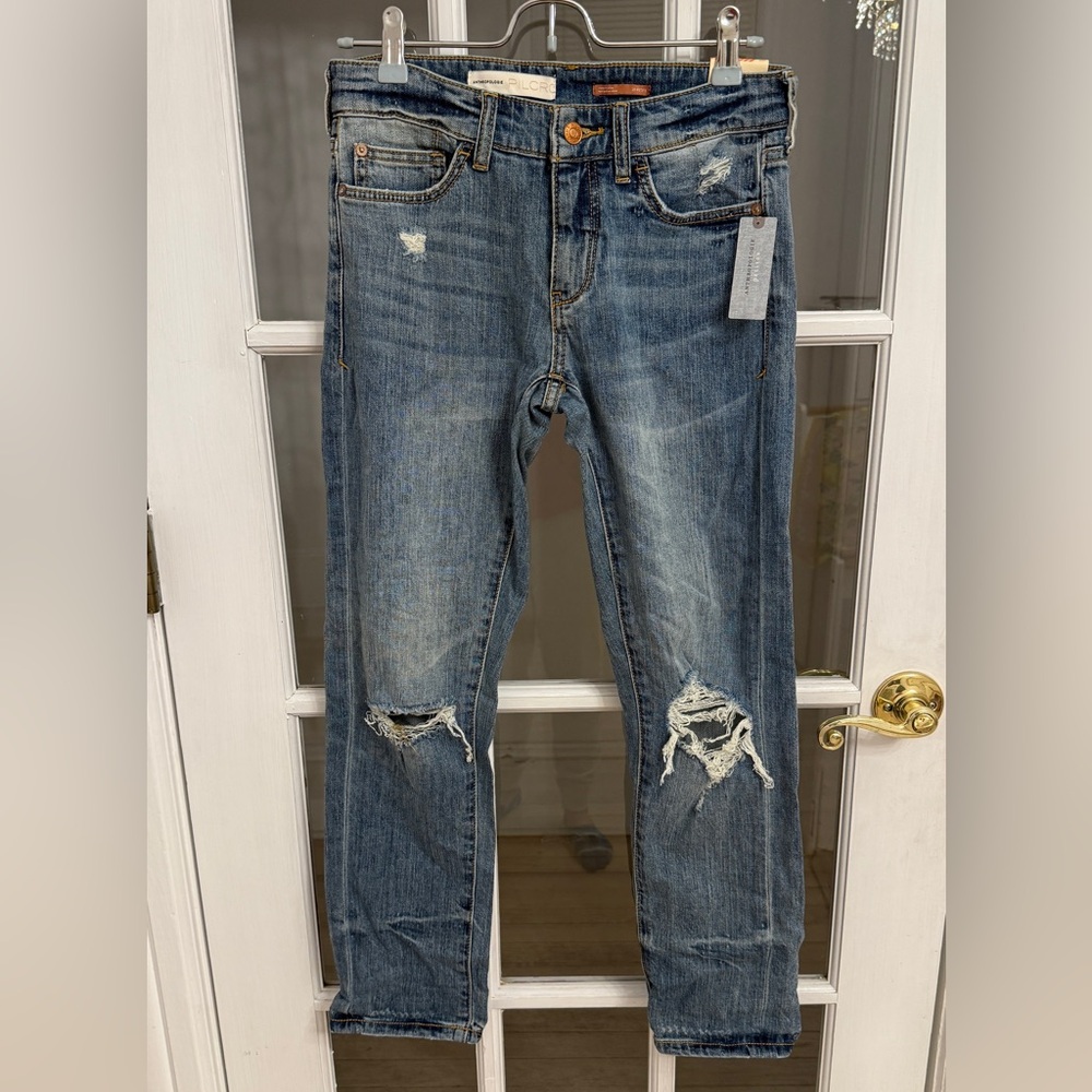ANTHROPOLOGIE PILCRO Women's Distressed Slim Boyfriend Jeans Size 25P NEW